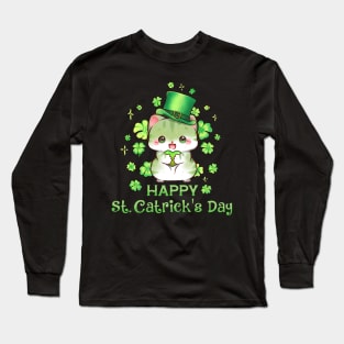 Happy St Catricks Day Irish Kitten Cat Saint Patricks Day Long Sleeve T-Shirt
